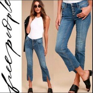 Free People Cropped Front Button Jeans